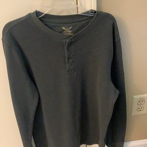 Green Long Sleeved Henley Shirt